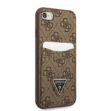 Guess iPhone 7/8/SE Deksel Double Cardslot Metal Triangle Brun
