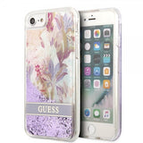 Guess iPhone 7/8/SE Deksel Liquid Glitter Flower Pattern Lilla