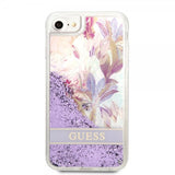 Guess iPhone 7/8/SE Deksel Liquid Glitter Flower Pattern Lilla