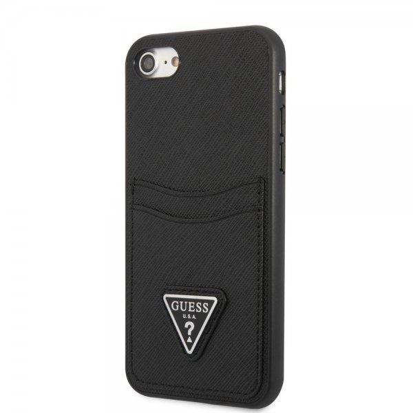 Guess iPhone 7/8/SE Deksel Saffiano Double Cardslot Svart