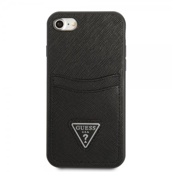 Guess iPhone 7/8/SE Deksel Saffiano Double Cardslot Svart