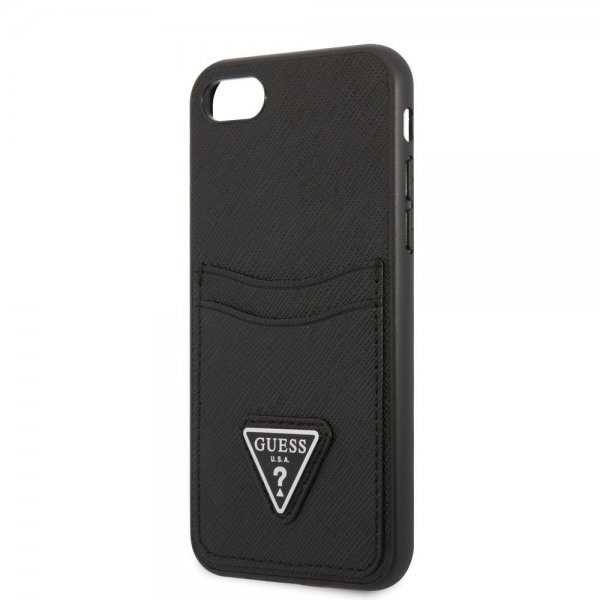Guess iPhone 7/8/SE Deksel Saffiano Double Cardslot Svart