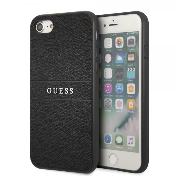 Guess iPhone 7/8/SE Deksel Saffiano Metal Logo Svart