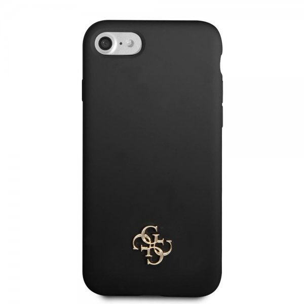 Guess iPhone 7/8/SE Deksel Silicone Metal Logo 4G Svart