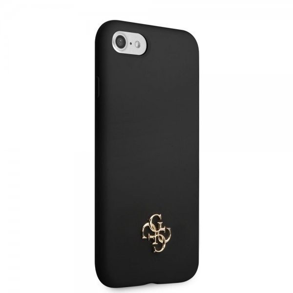 Guess iPhone 7/8/SE Deksel Silicone Metal Logo 4G Svart