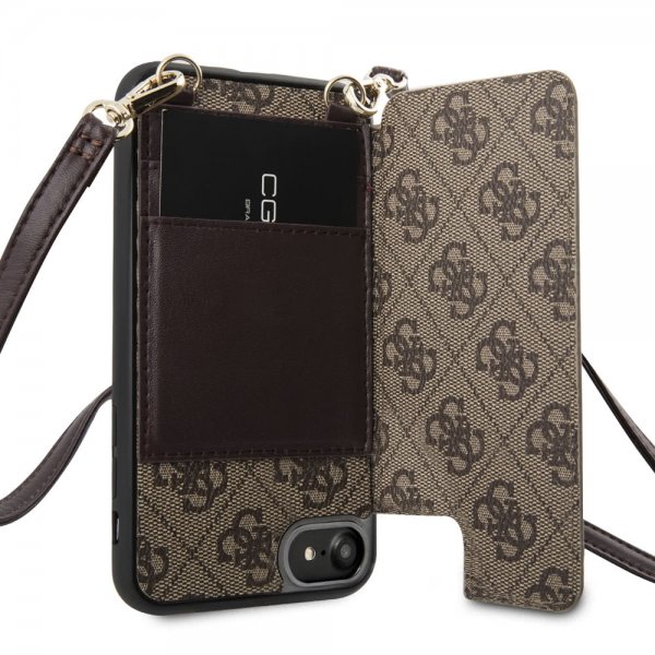 Guess iPhone 7/8/SE Deksel Crossbody Cardslot Cover Brun