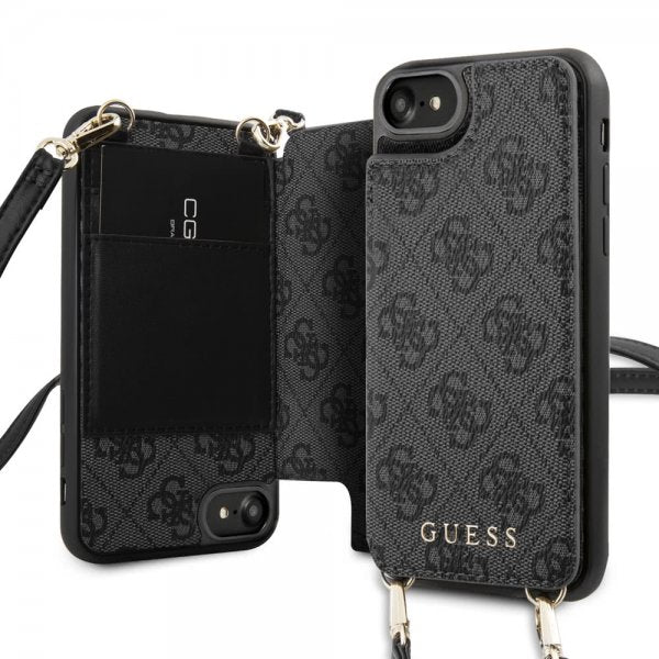 Guess iPhone 7/8/SE Deksel Crossbody Cardslot Cover Grå