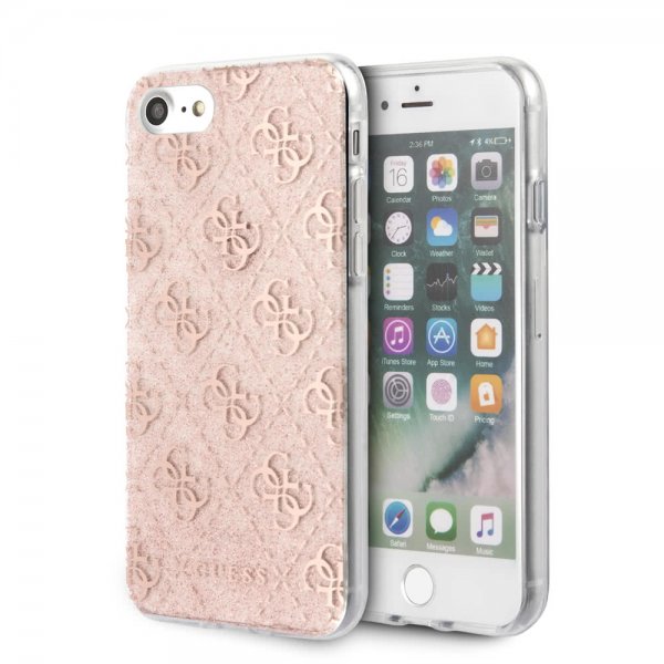 Guess iPhone 7/8/SE Deksel Glitter Cover Peony Rosa