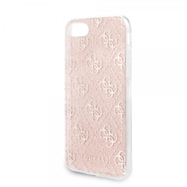 Guess iPhone 7/8/SE Deksel Glitter Cover Peony Rosa