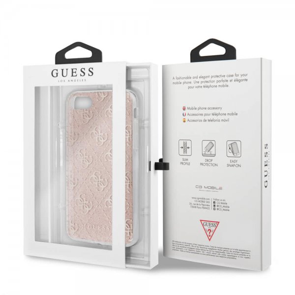 Guess iPhone 7/8/SE Deksel Glitter Cover Peony Rosa