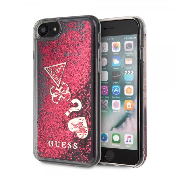 Guess iPhone 7/8/SE Deksel Glitter Hearts Rød