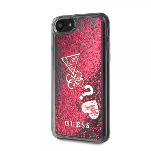 Guess iPhone 7/8/SE Deksel Glitter Hearts Rød