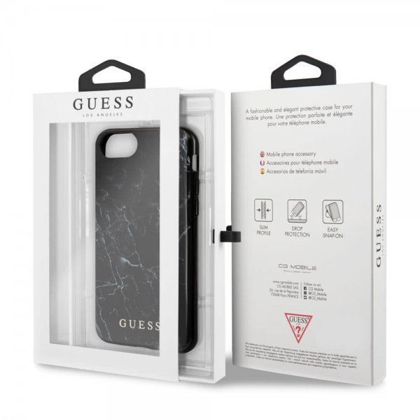 Guess iPhone 7/8/SE Deksel Marble Cover Svart