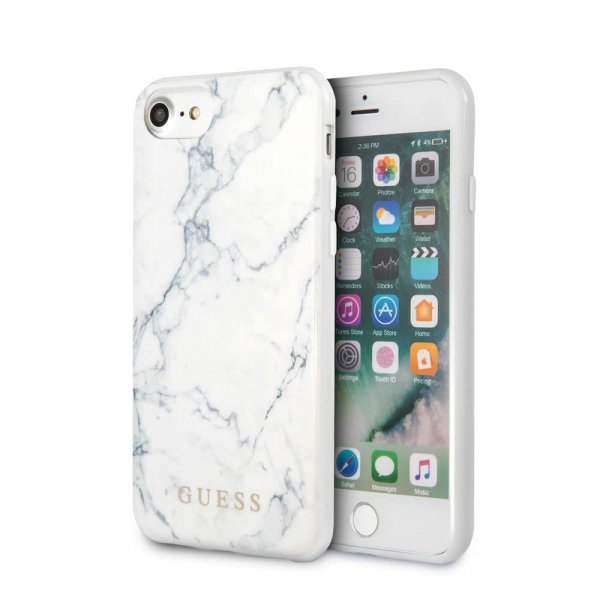 Guess iPhone 7/8/SE Deksel Marble Cover Hvit