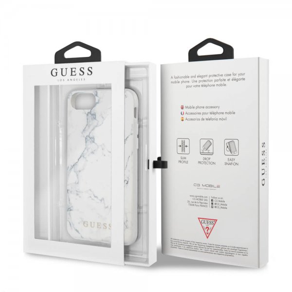 Guess iPhone 7/8/SE Deksel Marble Cover Hvit