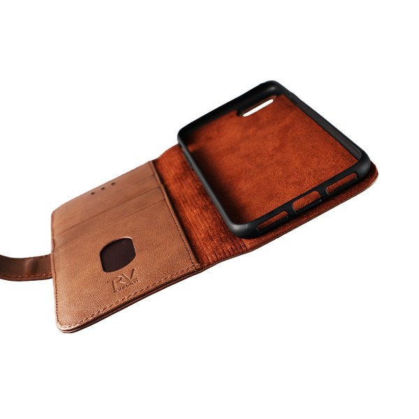 Rvelon iPhone 7/8/SE Etui Ekte skinn Kortlommer Brun