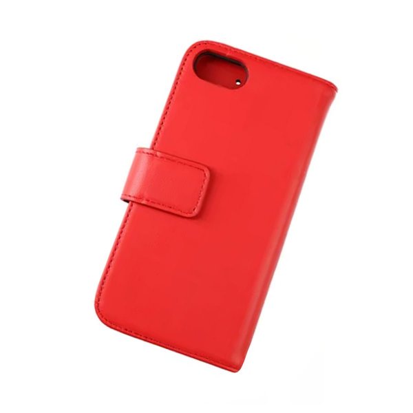 Rvelon iPhone 7/8/SE Etui Ekte skinn Kortlommer Rød