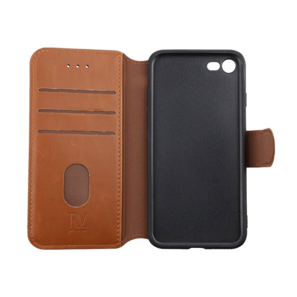 Rvelon iPhone 7/8/SE Etui Utbrettbar Kortlomme Brun