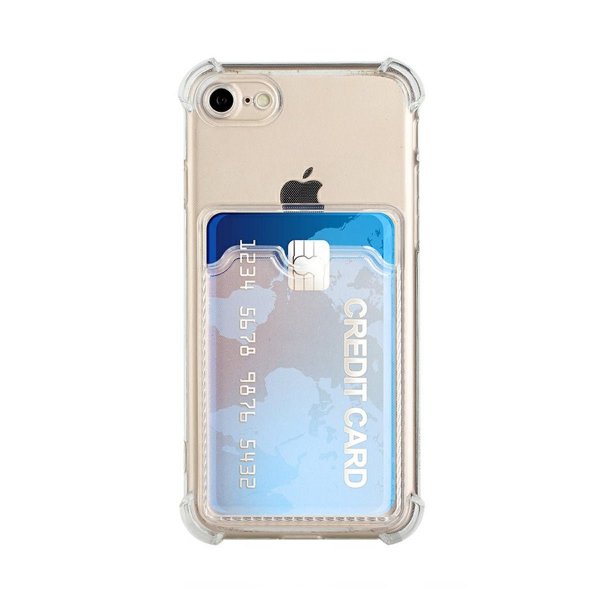 iPhone 7/iPhone 8/iPhone SE 2020/iPhone SE 2022 Deksel Kortholder Støtsikker Transparent