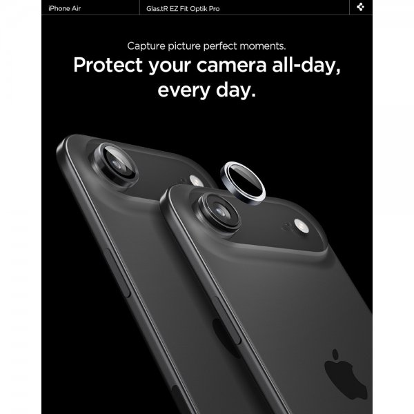 Spigen iPhone Air Kamerabeskytter GLAS.tR EZ Fit Optik Pro 2-pakning Grå