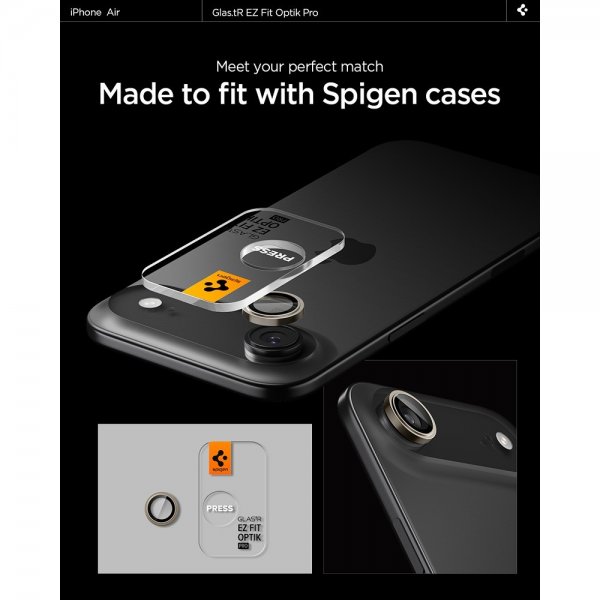 Spigen iPhone Air Kamerabeskytter GLAS.tR EZ Fit Optik Pro 2-pakning Gull