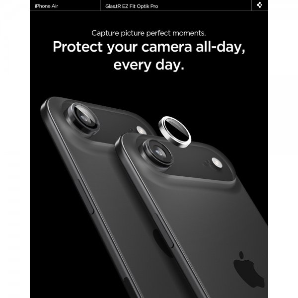 Spigen iPhone Air Kamerabeskytter GLAS.tR EZ Fit Optik Pro 2-pakning Sølv