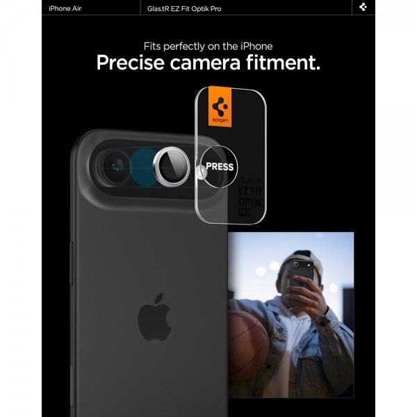 Spigen iPhone Air Kamerabeskytter GLAS.tR EZ Fit Optik Pro 2-pakning Sølv