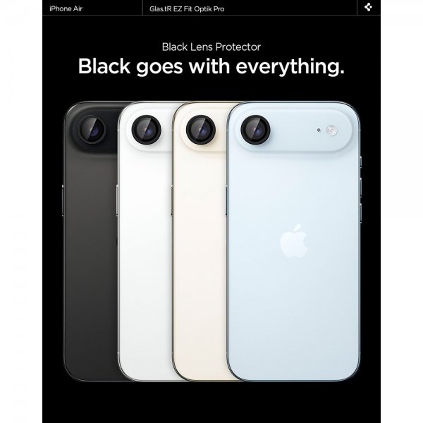 Spigen iPhone Air Kamerabeskytter GLAS.tR EZ Fit Optik Pro 2-pakning Svart