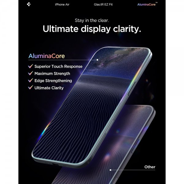 Spigen iPhone Air Skjermbeskytter GLAS.tR EZ Fit 2-pakning