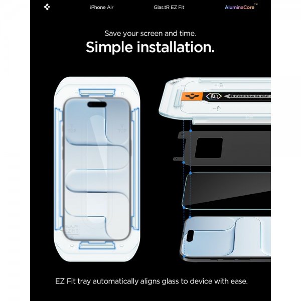 Spigen iPhone Air Skjermbeskytter GLAS.tR EZ Fit 2-pakning