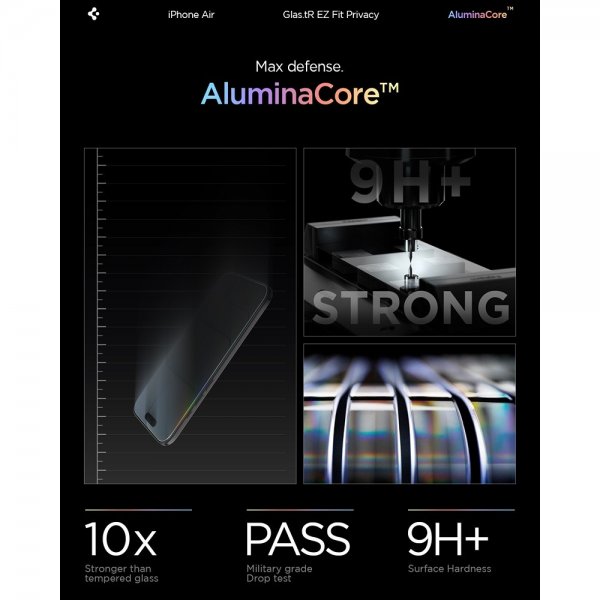 Spigen iPhone Air Skjermbeskytter GLAS.tR EZ Fit Privacy 2-pakning
