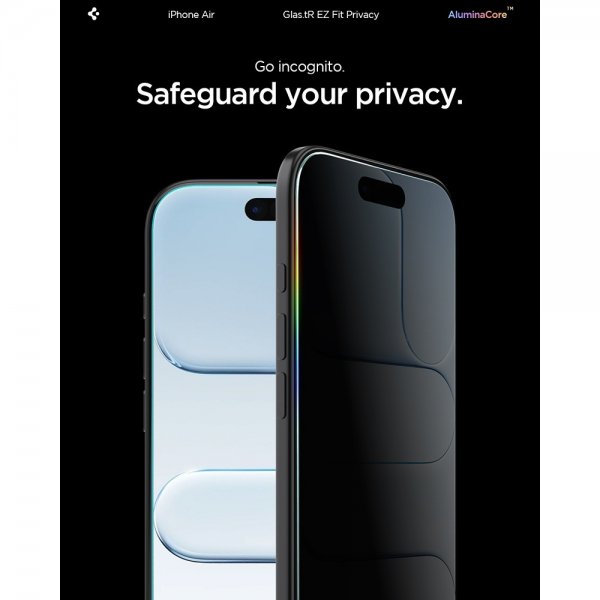 Spigen iPhone Air Skjermbeskytter GLAS.tR EZ Fit Privacy 2-pakning