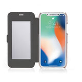 Pipetto iPhone XR Slim Wallet Mirror Veske Svart Rose Gull