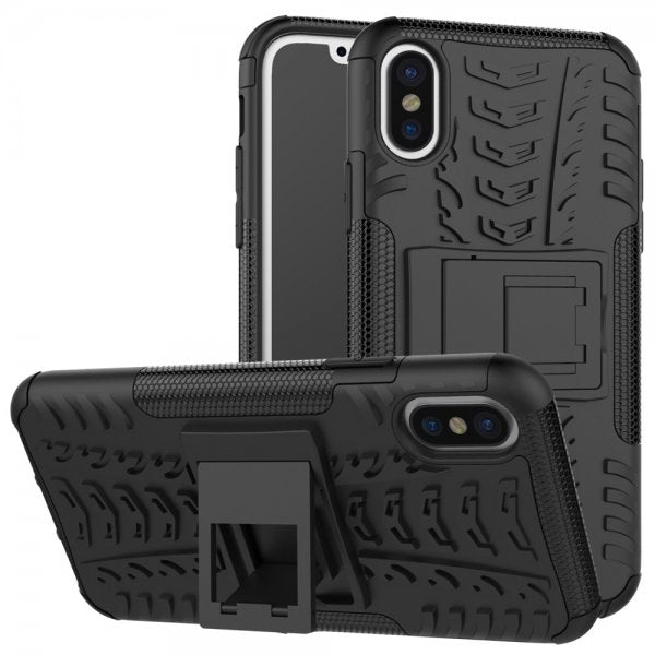 iPhone X/Xs Deksel Stativ Stötsäkert Svart