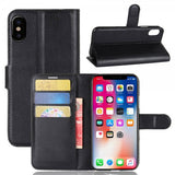 iPhone X/Xs Etui Litchi Svart