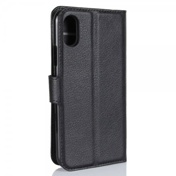 iPhone X/Xs Etui Litchi Svart
