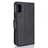 iPhone X/Xs Etui Litchi Svart