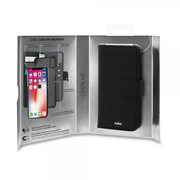 Puro iPhone X/Xs Etui Wallet Detachable 2 in 1 Svart