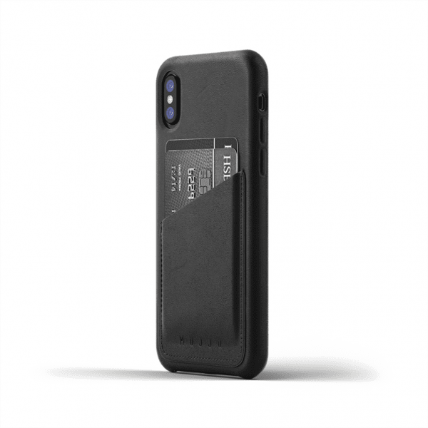 Mujjo iPhone X/Xs Deksel Full Leather Wallet Case Svart