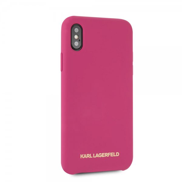Karl Lagerfeld iPhone X/Xs Deksel Silikon LageRFeld Gull Logo Magenta