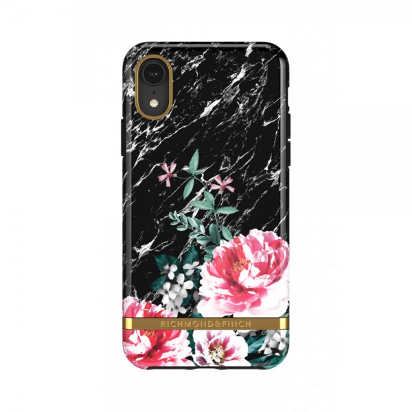 Richmond & Finch iPhone Xr Deksel Black Marble Floral