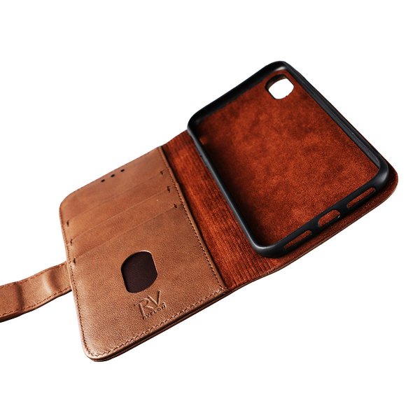 Rvelon iPhone X/iPhone Xs Etui Ekte Skinn Brun