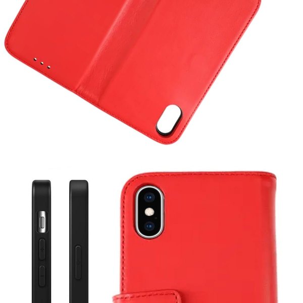 Rvelon iPhone X/iPhone Xs Etui Ekte Skinn Rød