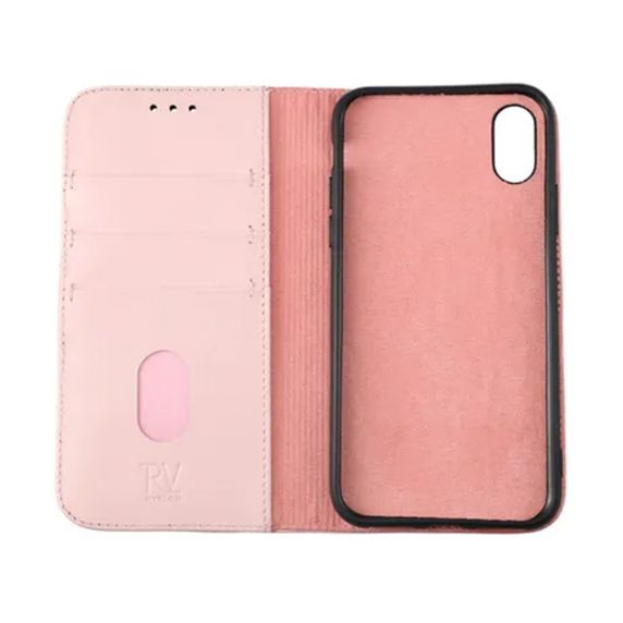 Rvelon iPhone X/iPhone Xs Etui Ekte Skinn Rosa