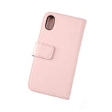 Rvelon iPhone X/iPhone Xs Etui Ekte Skinn Rosa