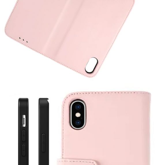 Rvelon iPhone X/iPhone Xs Etui Ekte Skinn Rosa