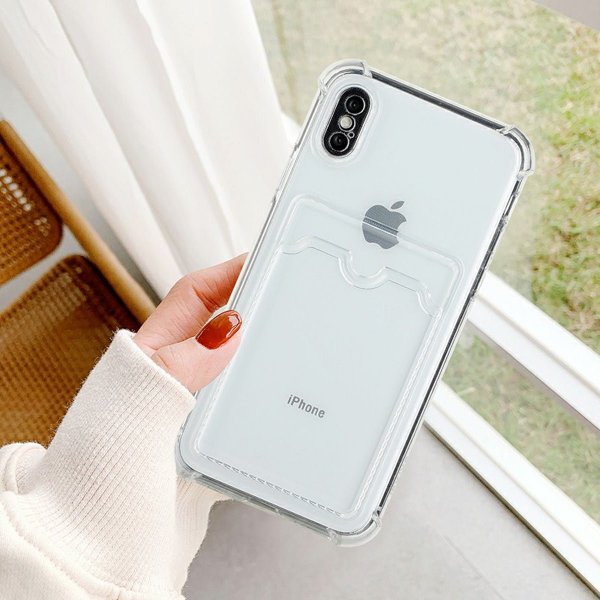 iPhone X/iPhone Xs Deksel Kortholder Støtsikker Transparent