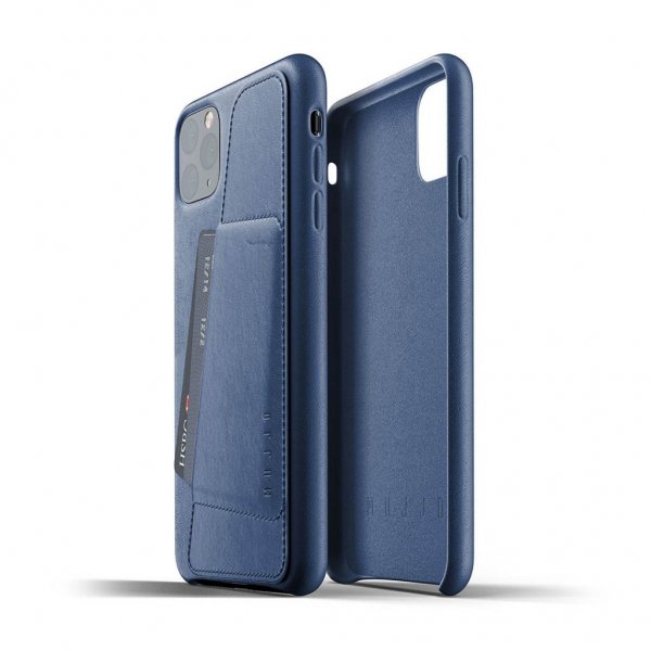 Mujjo iPhone 11 Pro Max Deksel Full Leather Wallet Case Monaco Blue