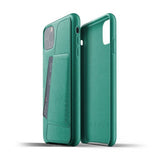 Mujjo iPhone 11 Pro Max Deksel Full Leather Wallet Case Alpine Green