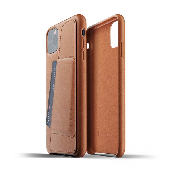 Mujjo iPhone 11 Pro Max Deksel Full Leather Wallet Case Tan